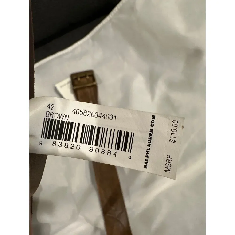 Polo Ralph Lauren Men's Double-Prong Leather Belt Distressed Brown